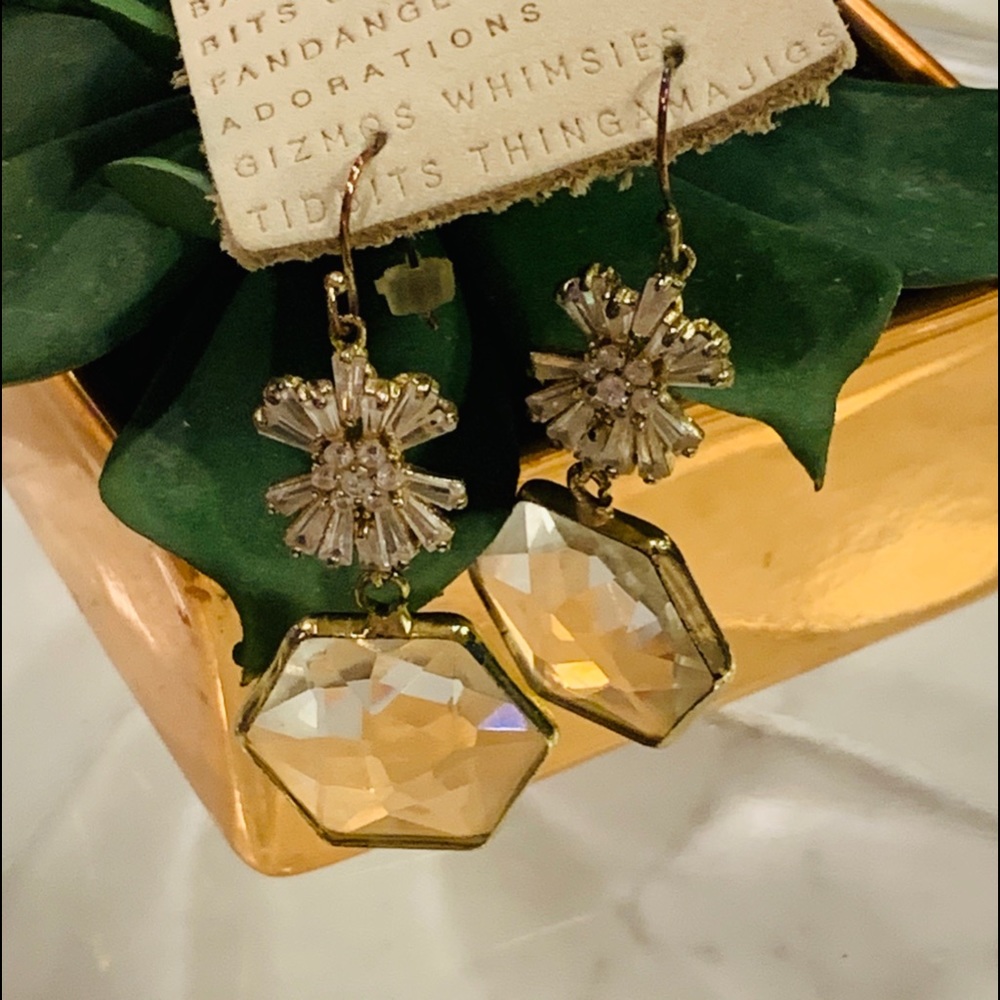 Anthropologie Crystal Snowflake Earrings